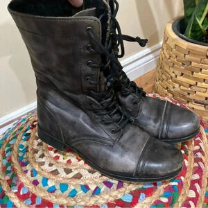 All Saints Distressed Military Moto  Combat Lace up Boots